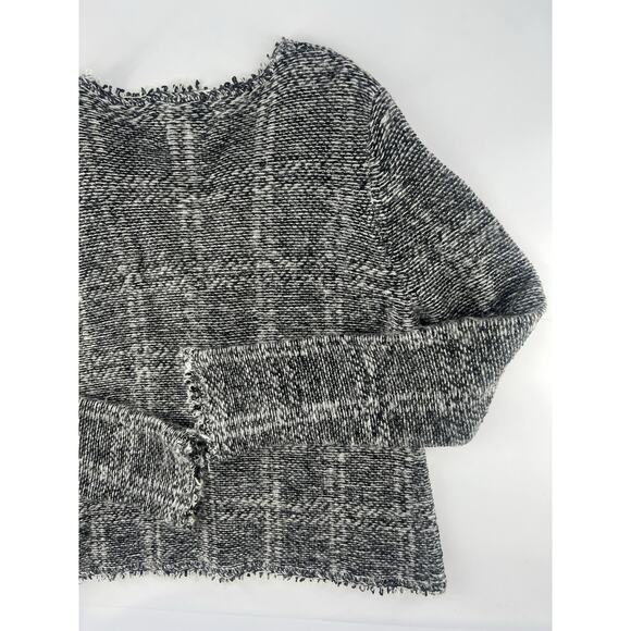 Anthropology Curio Sweater Women Extra Large Black White Wool Blend Cardigan - Picture 13 of 16